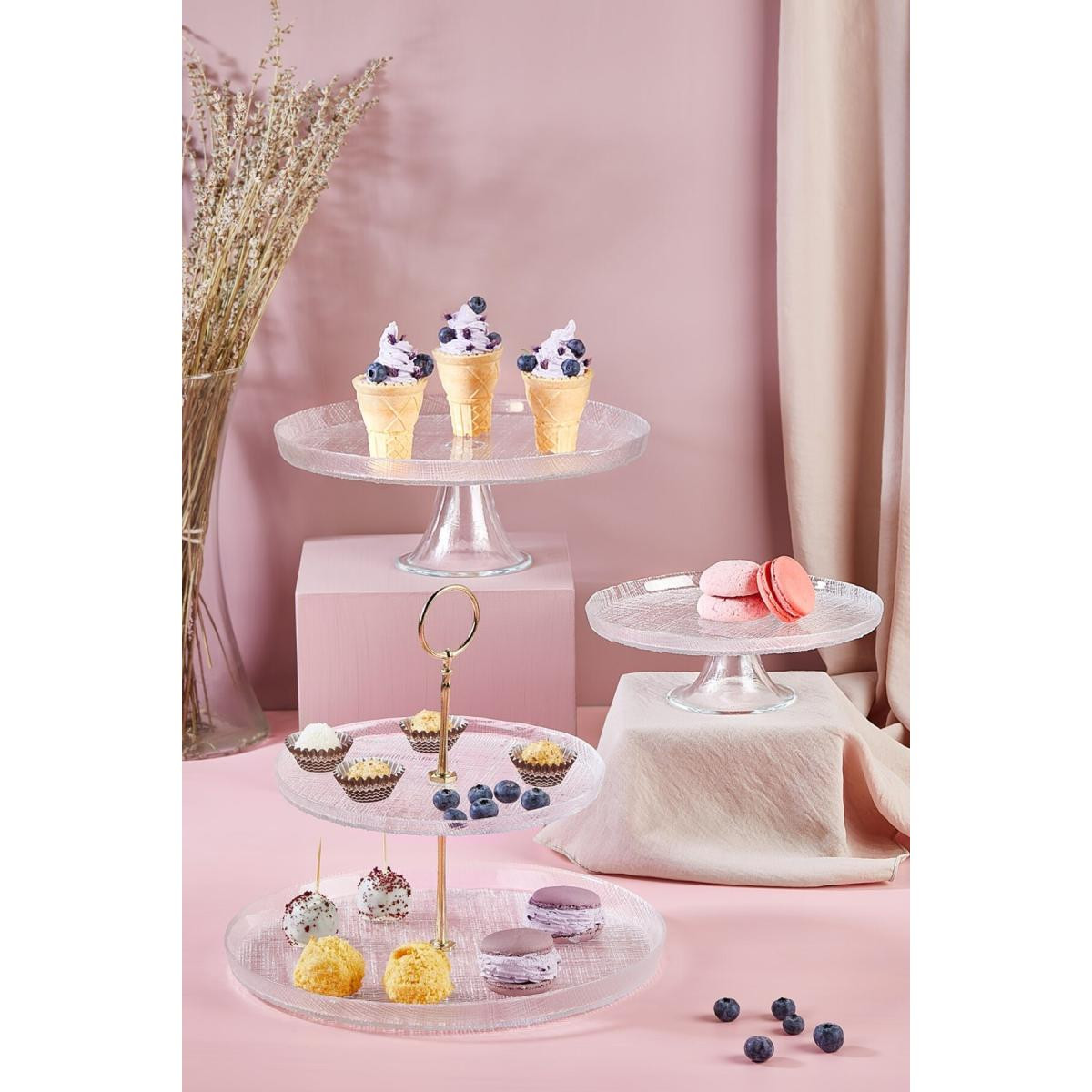 Lora Bianca Felix 5 Parça Pasta/kek/tatlı Tabağı Sunum Takımı & Servis Standı Seti Beyaz