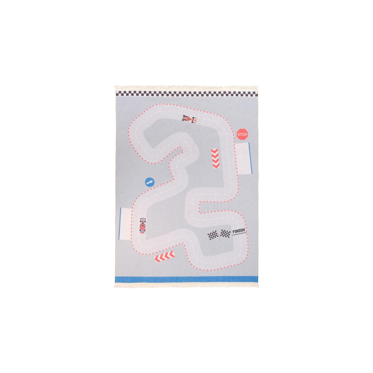 Itsy Bitsy Kids F1 Yarış Pisti Desenli Makinede Yıkanabilir Pamuklu Çocuk Halısı - Ready Steady Go Serisi