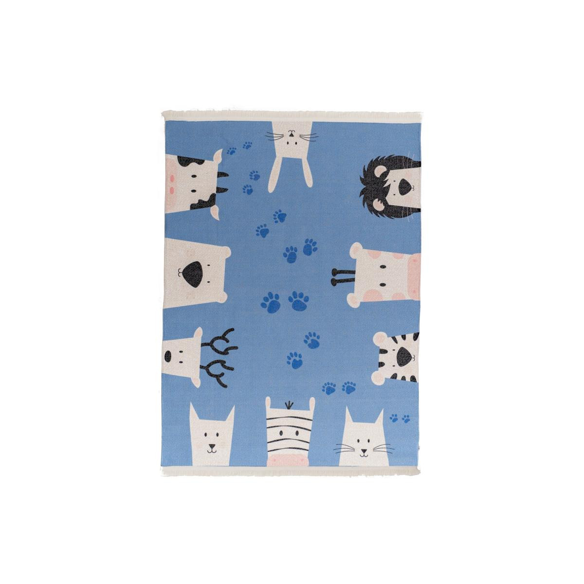 Itsy Bitsy Kids Hayvan Desenli Makinede Yıkanabilir Pamuklu Çocuk Halısı - Paws and Claws Serisi