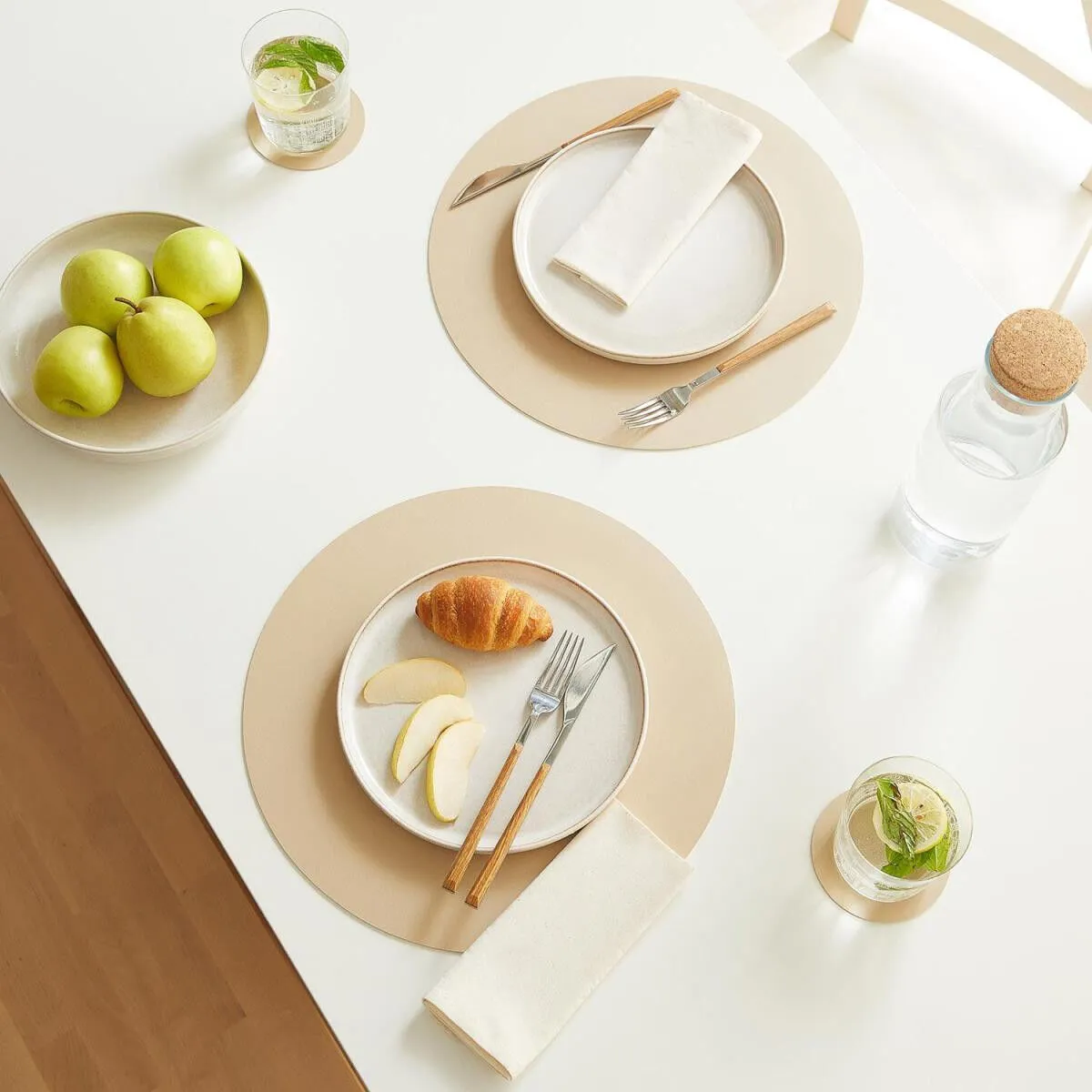 Home Wave 2'li Bej/taş Renk Suni Deri Amerikan Servis Ø 36 Cm