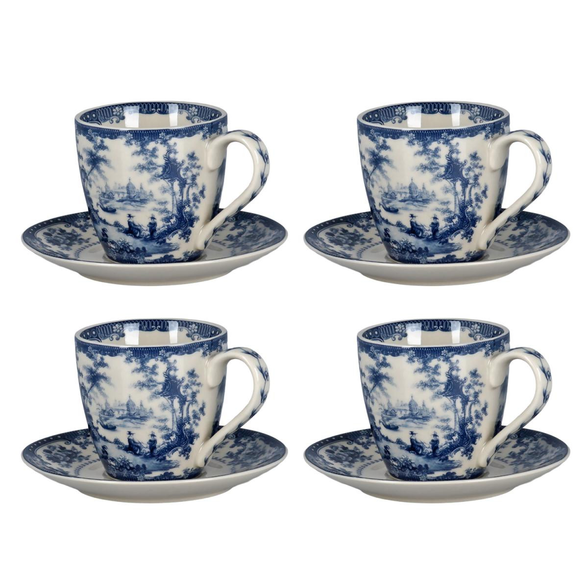 Lucky Art Florantine 4lu Kahve Fincani Seti Mavi