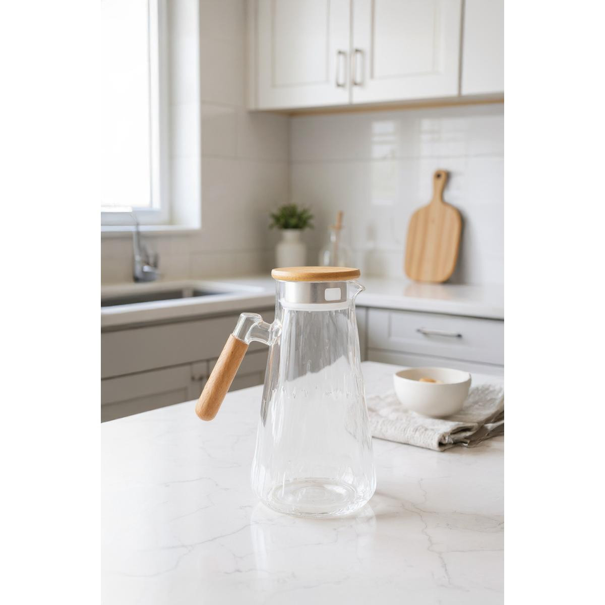 Bambum Buzul Bambu Kapaklı Cam Sürahi