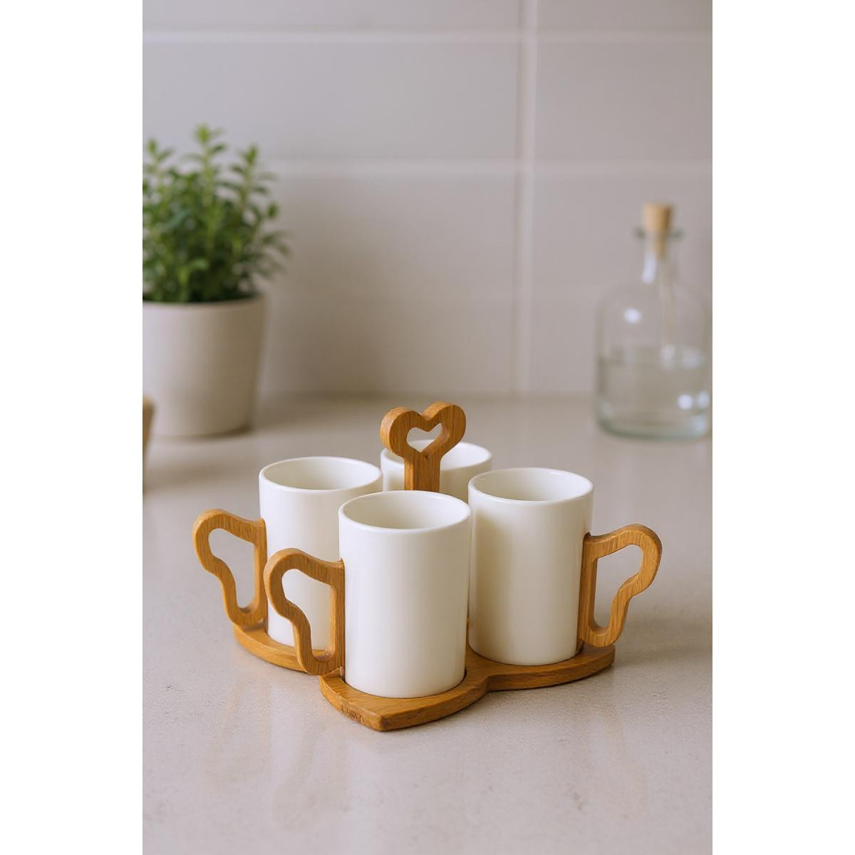 Bambum Fugu Bambu Standlı 4'lü Kupa Seti