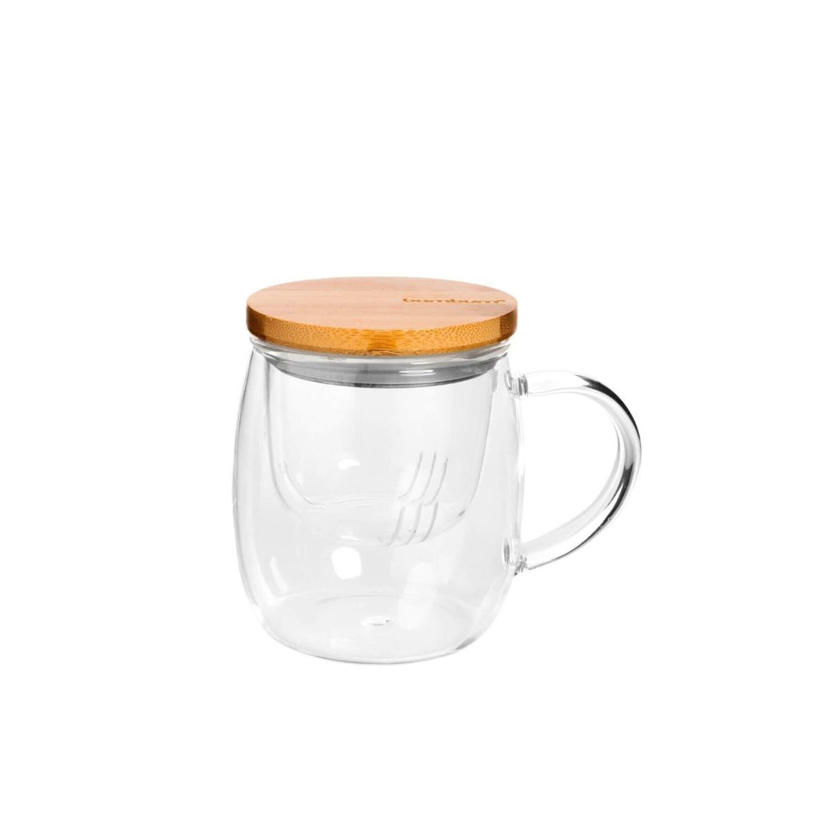 Bambum Dani Bambu Kapaklı Cam Kupa 350 Ml