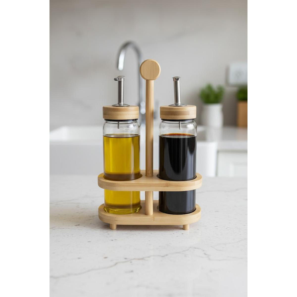 Bambum Mima Bambu Standlı 2'li Yağdanlık Büyük