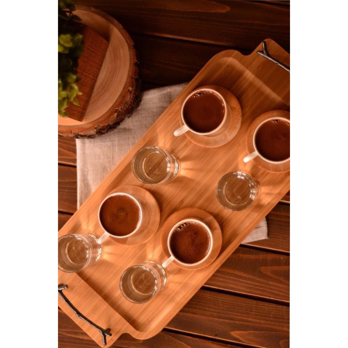 Bambum Sarı Büyük Lachi Metal Kulplu Tepsi