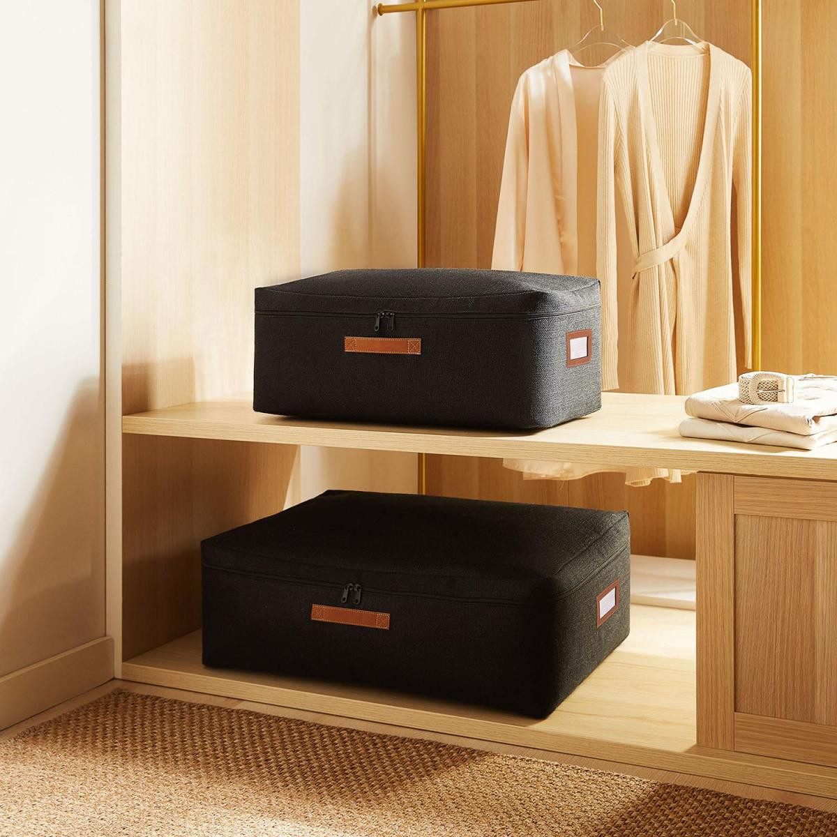 Ocean Home Textile 2'li Siyah Renk Jüt Baza Altı Hurç Set 1 Adet 52 X 28 X 21 / 1 Adet 62 X 46 X 22 Cm