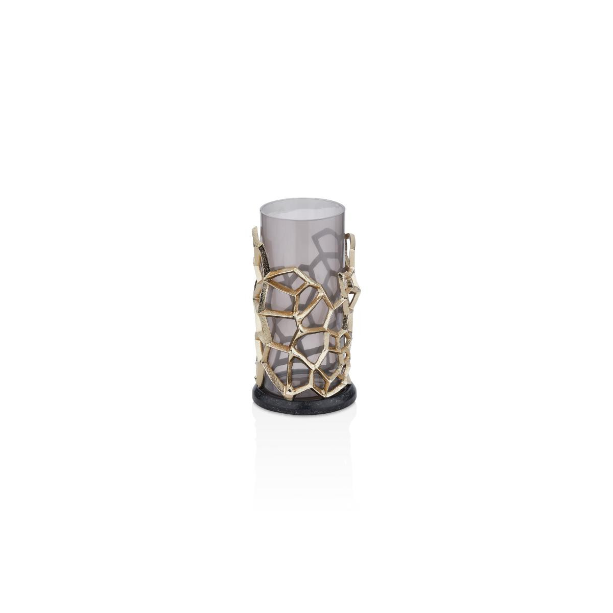 Cornella Pillar Antik Gold Gri Ombreli Cam Mumluk Küçük Ağız :11 Cm X Boy:25 Cm