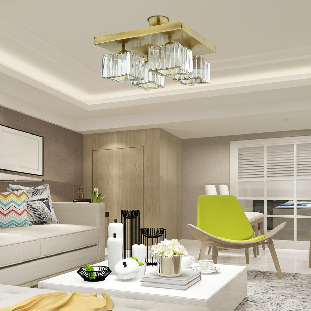 Apliqa Rivia 4 Lü Eskitme Plafonyer Kristalli Taşlı Modern Tasarım Kristal Salon Avize