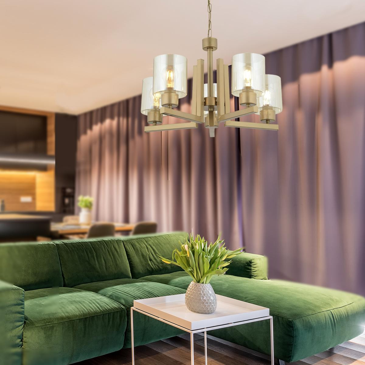 Apliqa Tasse 5 Li Eskitme Boyalı Avize Bal Camlı Modern Genç Odası Yatak Odası Salon Avize