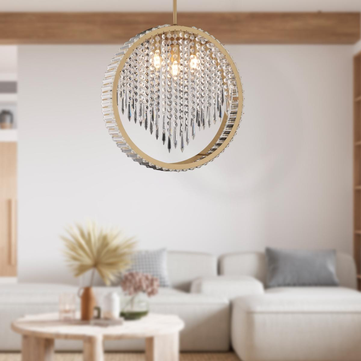 Apliqa Taproot 3lü Eskitme Kristalli Taşlı Modern Tasarım Kristal Salon Avize