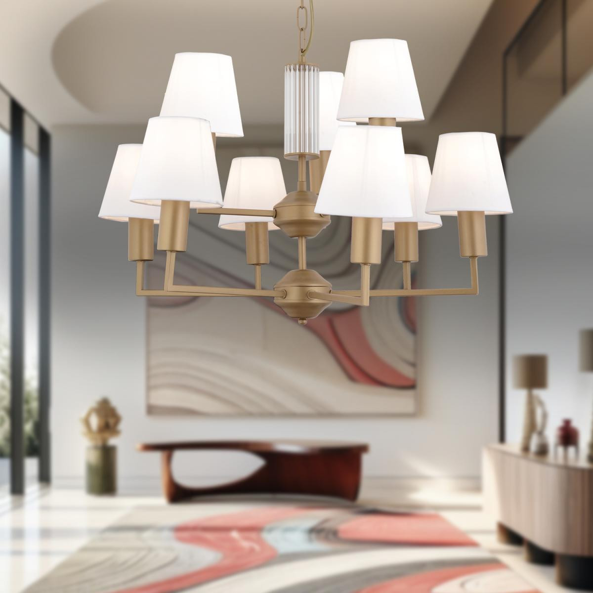 Apliqa Ellery 9'lu Eskitme Beyaz Şapkalı Modern Plafonyer Genç Odası Yatak Odası Retro Salon Avize