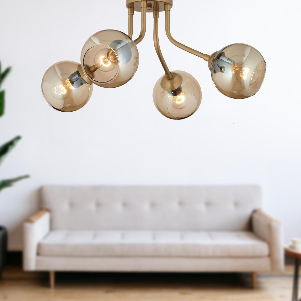 Apliqa David 4lü Eskitme Bal Camlı Modern Genç Odası Mutfaksalon Avize