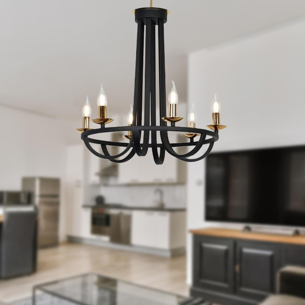 Apliqa Penelope Siyah 6 Lı Modern Genç Odası Yatak Odası Retro Salon Avize