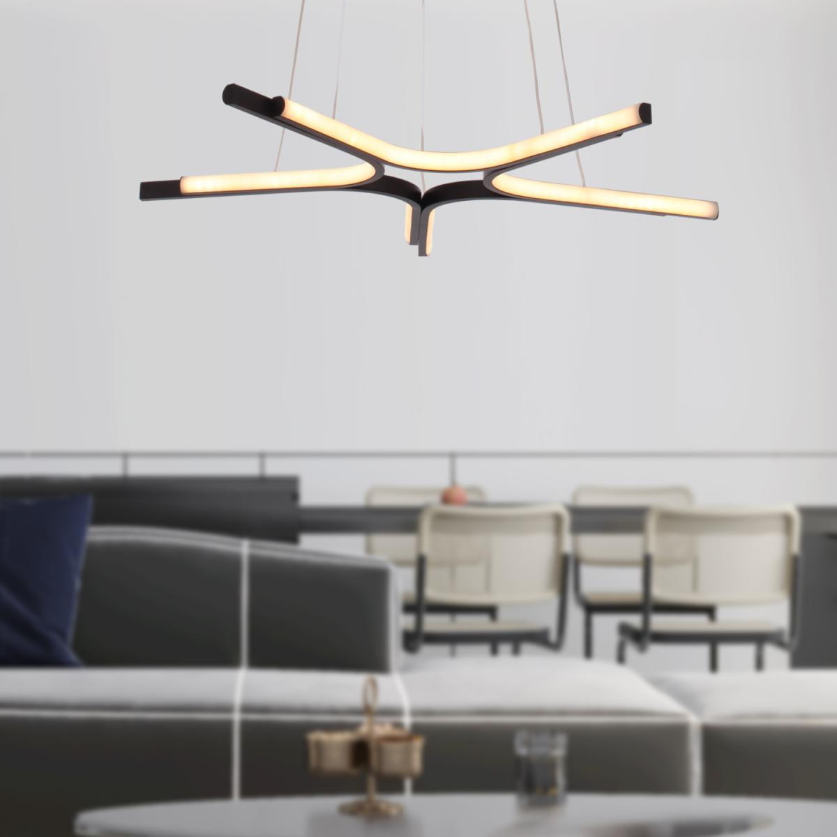 Apliqa Simon Mat Siyah Boyalı 50 Watt Led 300k Salon Oturma Odası Genç Odası Ledli Avize