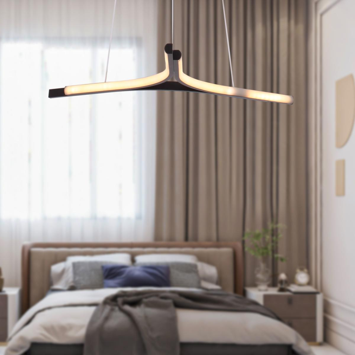 Apliqa Simon Mat Siyah Boyalı 30 Watt Led 300k Salon Oturma Odası Genç Odası Ledli Avize