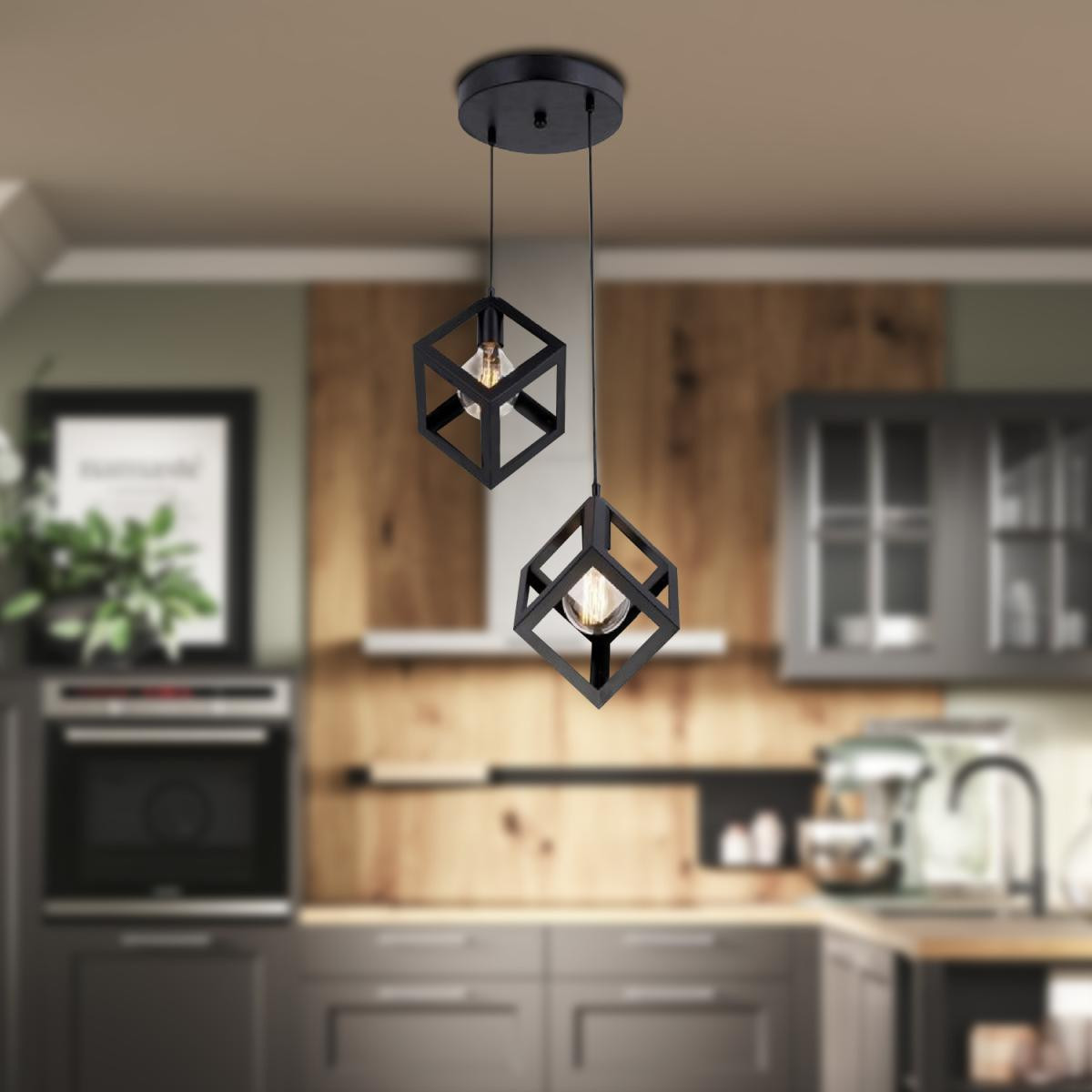 Apliqa Cup 2li Siyah Sarkıt Modern Genç Odası Mutfak Retro Salon Sarkıt Avize