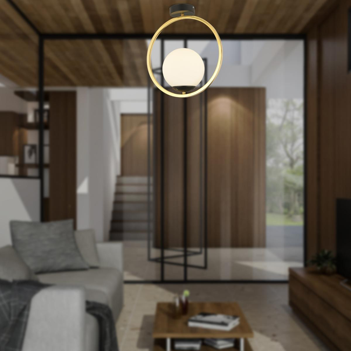 Apliqa Lifos Tekli Gold Kaplamalı Plafonyer Modern Mutfak Salon Avize