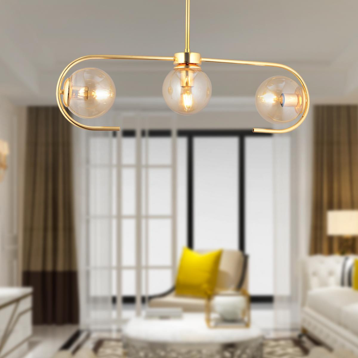 Apliqa Diaspor 3lü Sıralı Gold Modern Sarkıt Genç Odası Yatak Odası Retro Salon Avize