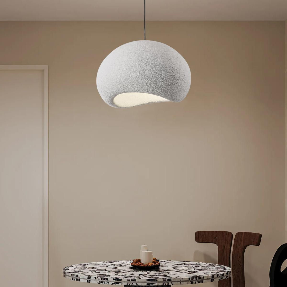 Apliqa Tretan Tekli Beyaz Beton Modern Sarkıt Oturma Odası Salon Sarkıt Avize