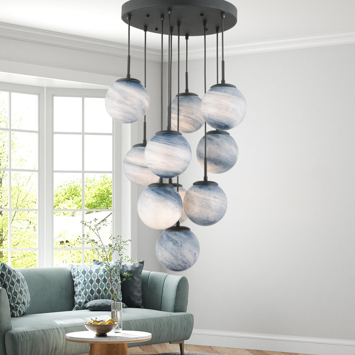 Apliqa Efser 10lu Yuvarlak Avi̇ze Modern Oturma Odası Salon Sarkıt Avize