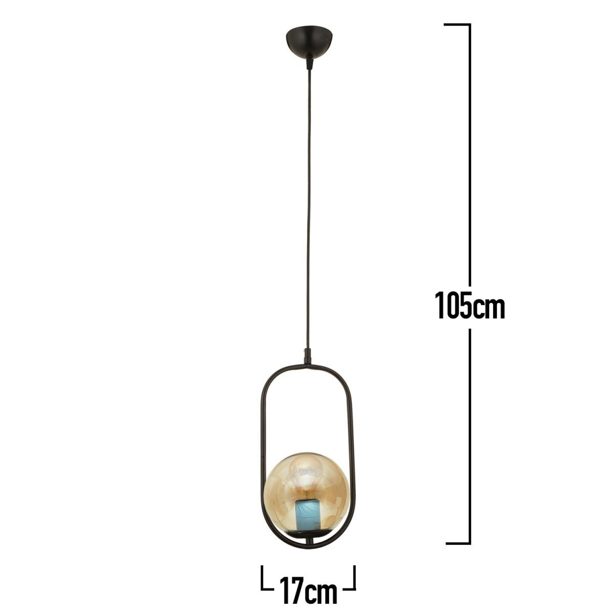 Apliqa Lorin Tekli Siyah Bal Camlı Modern Sarkıt Mutfak Salon Sarkıt Avize