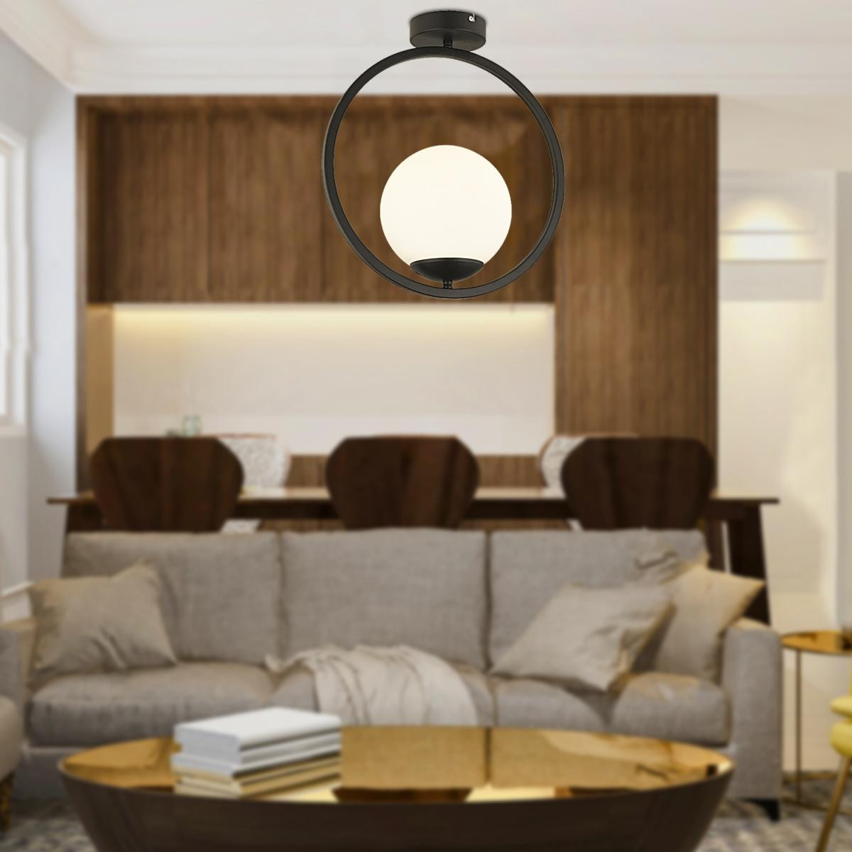 Apliqa Lifos Tekli Siyah Plafonyer Modern Mutfak Retro Salon Avize