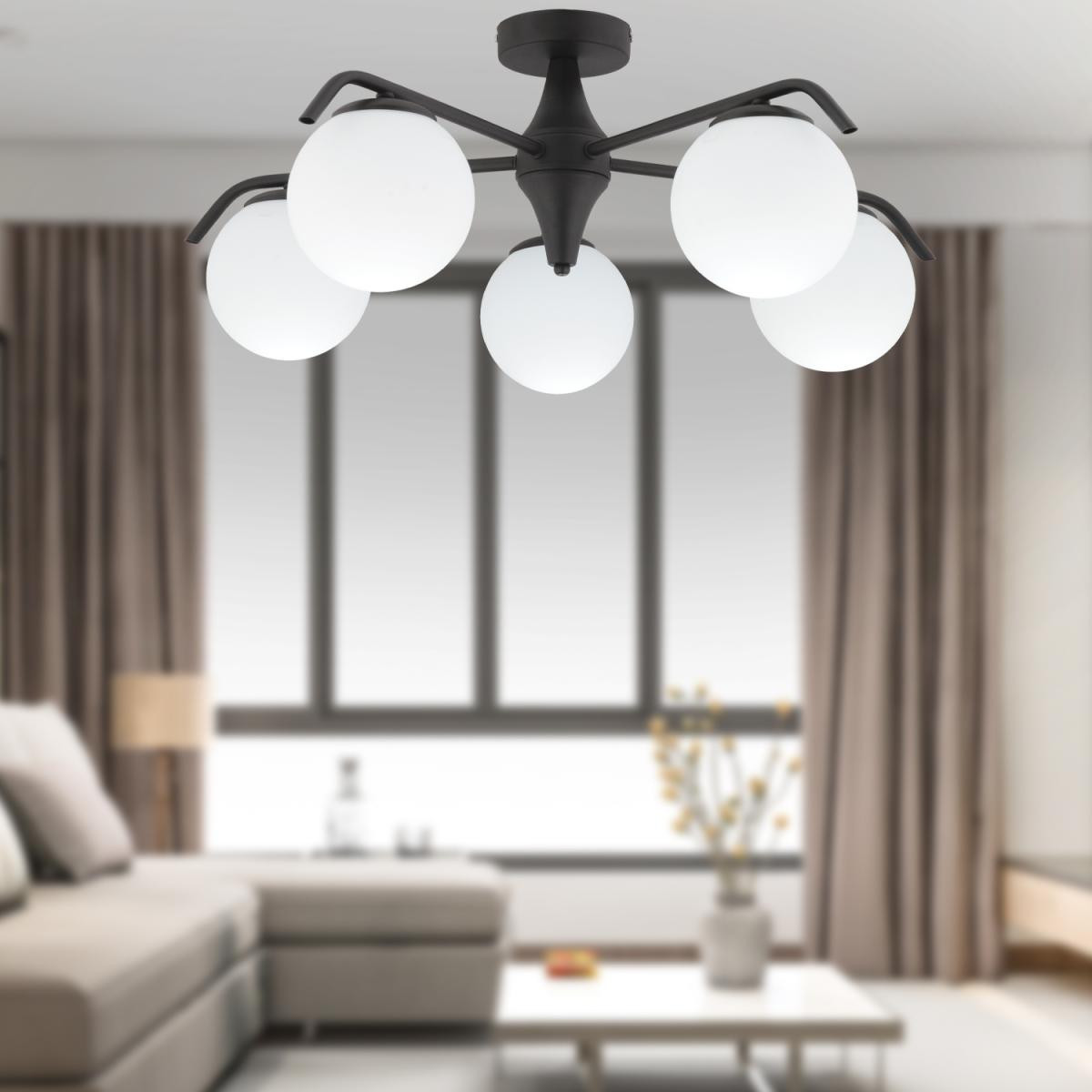 Apliqa Diaspor 5li Yuvarlak Siyah Modern Sarkıt Genç Odası Yatak Odası Retro Salon Avize