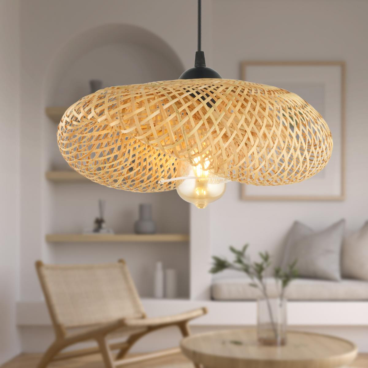 Apliqa Edna Tekli Rattan Modern Tasarım Oturma Odası Avize