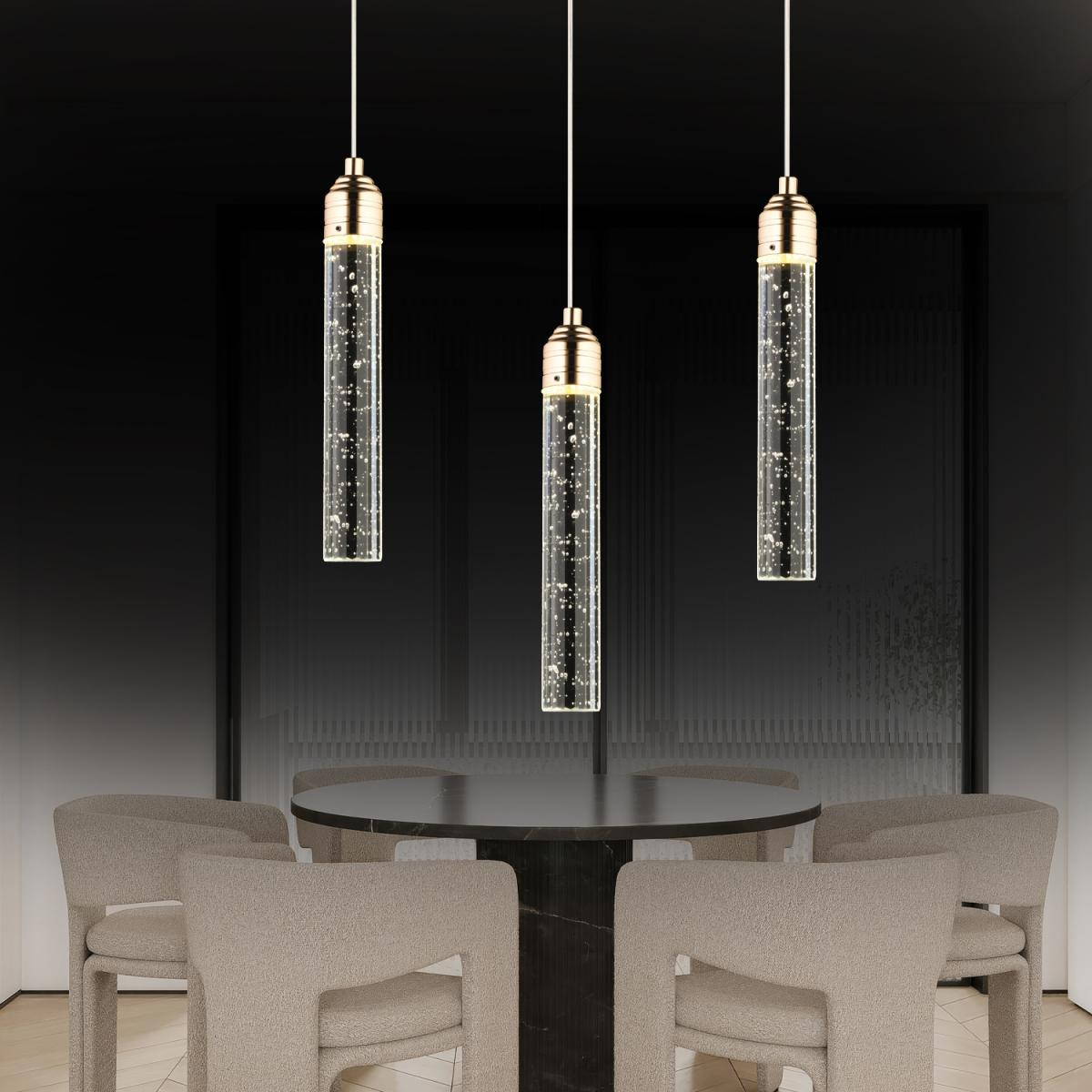 Apliqa Zaki 3 Lü Gold Kaplama 3 Renkli 45 Watt Ledli Modern Tasarım Oturma Odası,genç Odası,yatak Odası,salon Sarkıt Led Avize