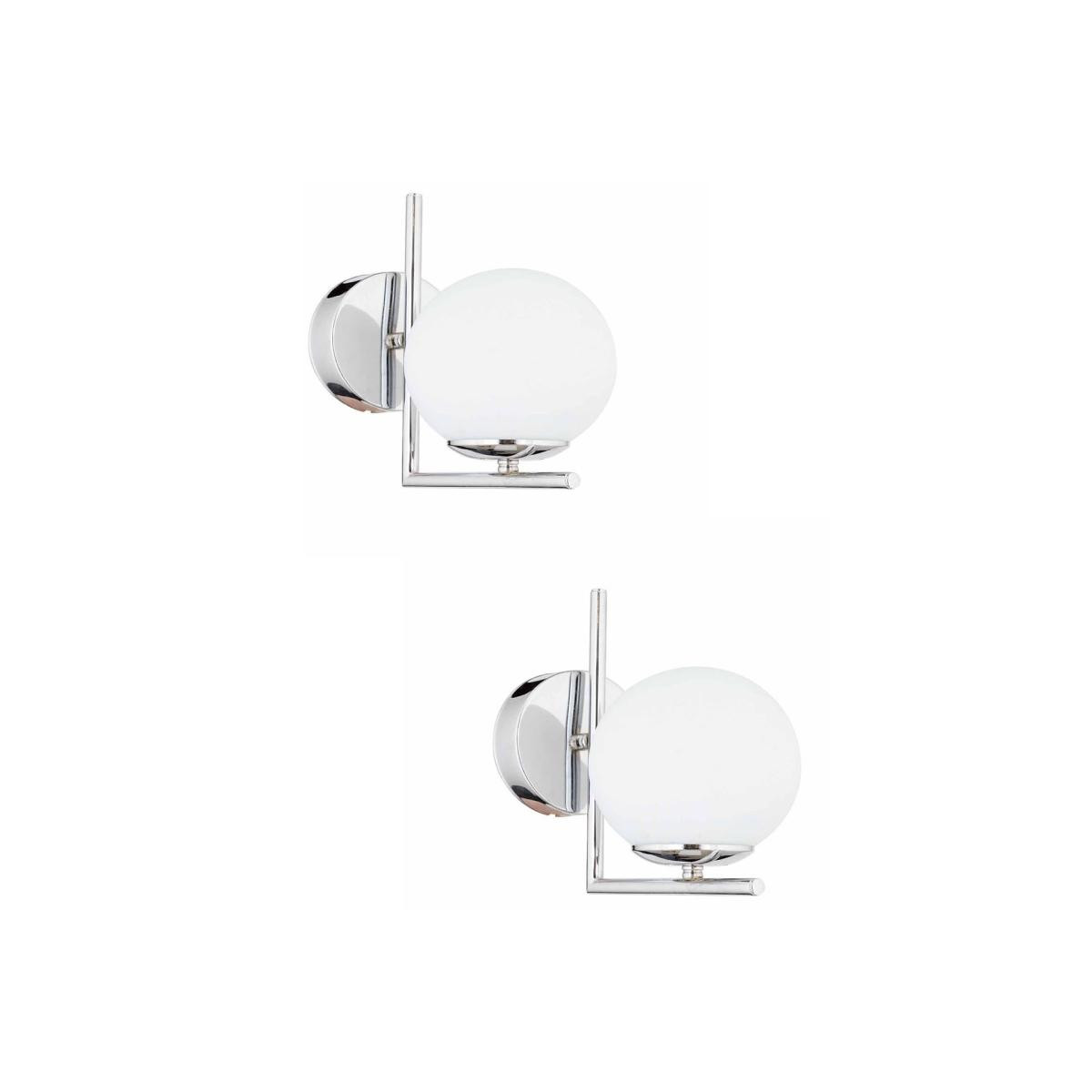 Apliqa Sara Krom Kaplama Duvar Lambası 2'li Aplik Seti Yatak Odası-yatak Başı-banyo İçin Modern Aplik