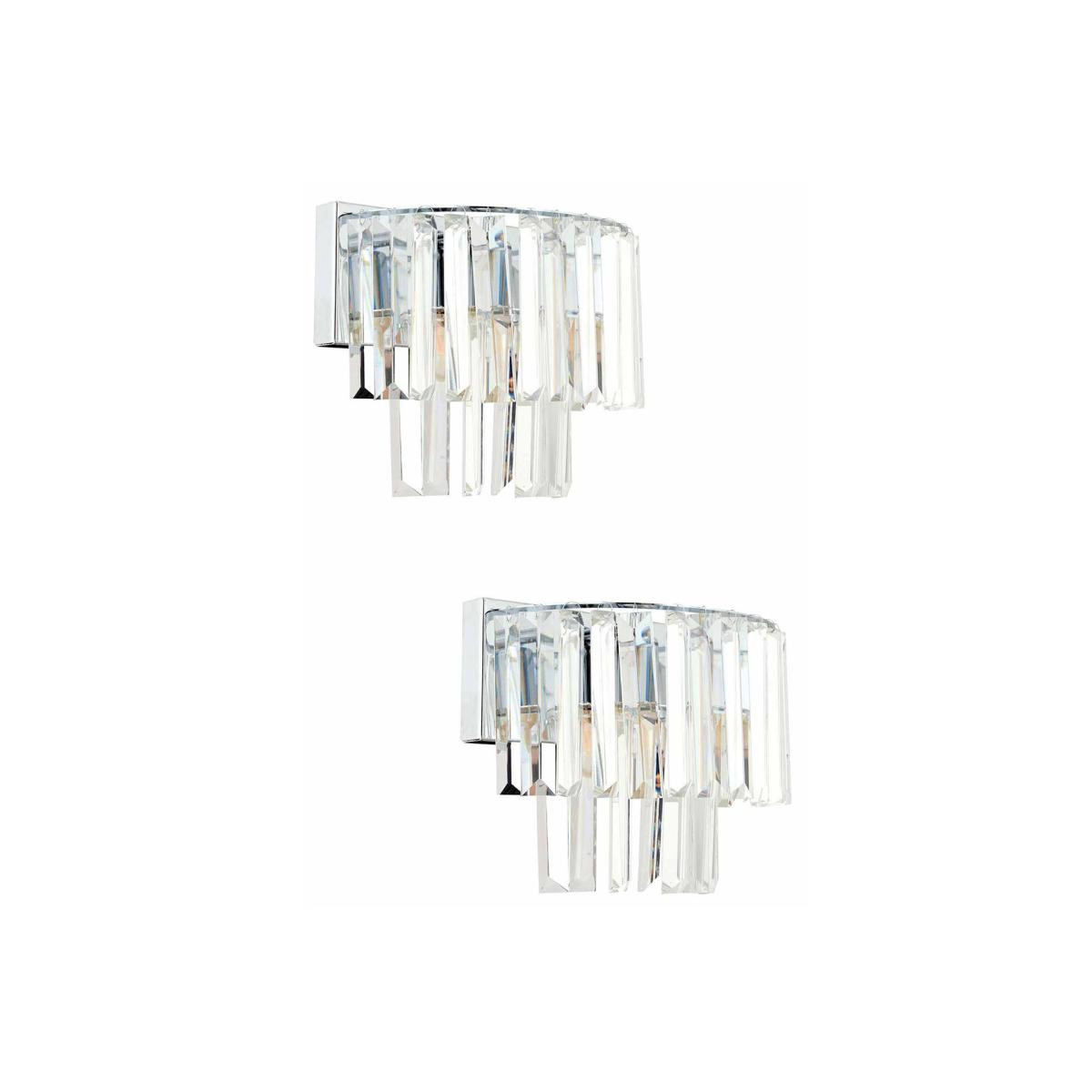 Apliqa Nilüfer Krom 2'li Aplik Seti Kristal Taşlı Yatak Odası-yatak Başı Duvar Lambası