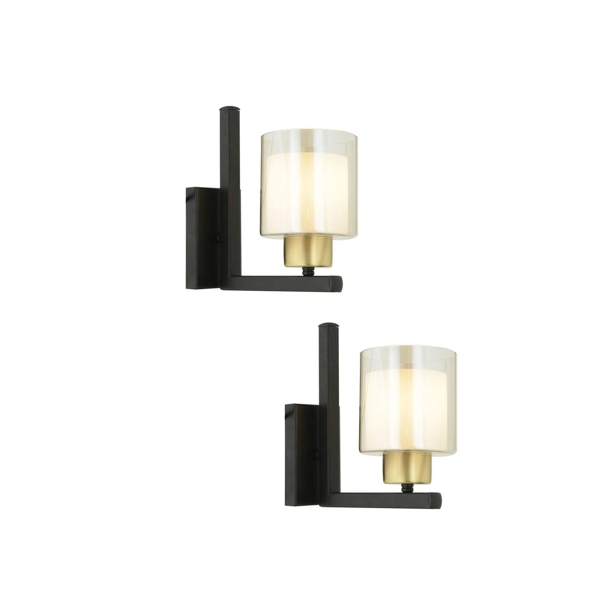 Apliqa Tisse Siyah-eskitme 2'li Aplik Seti Yatak Odası-yatak Başı Duvar Lambası