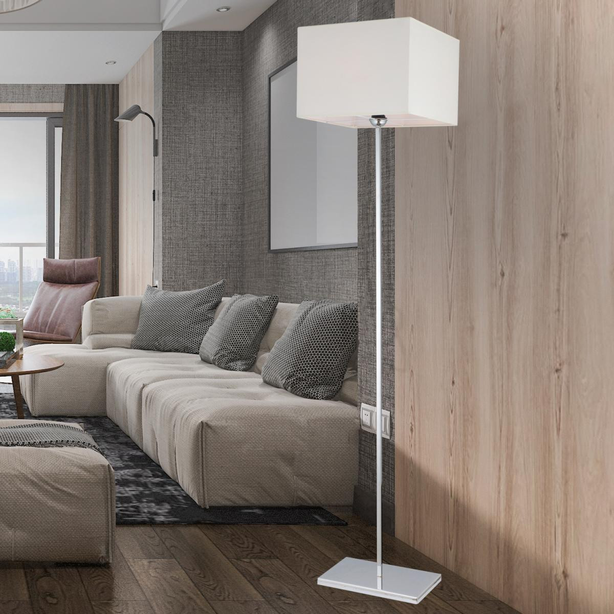 Apliqa Layana Beyaz Şapkalı Krom Dekoratif Modern Tasarım Ayaklı Oturma Odası-salon Lambader