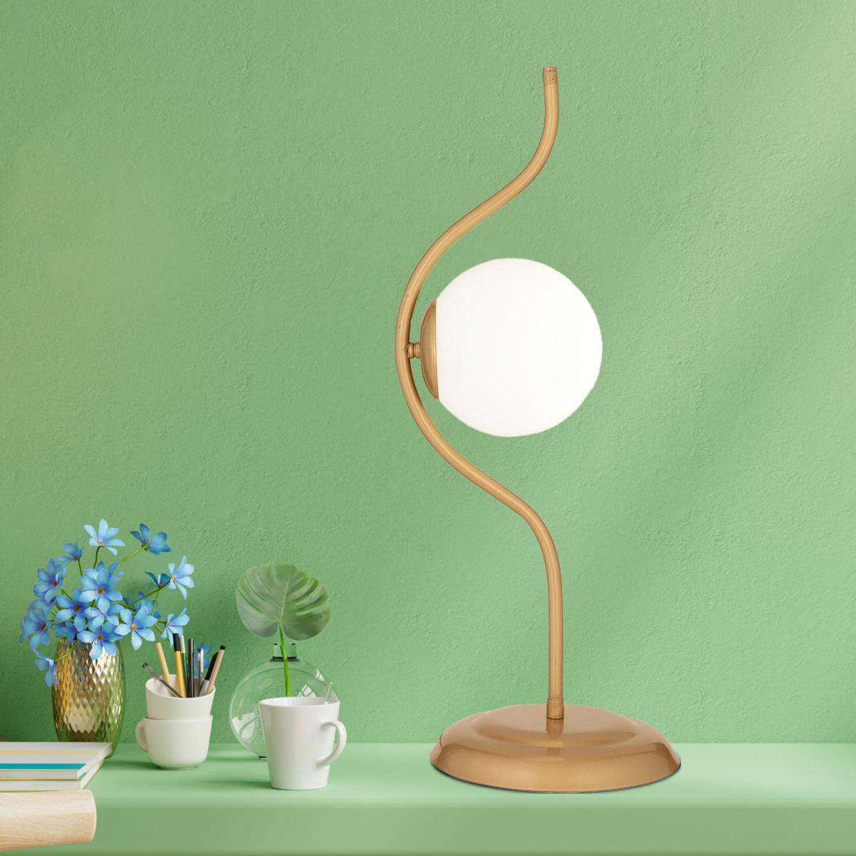 Apliqa Zeyna Eskitme Boyalı Beyaz Camlı Modern Tasarım Salon-oturma Odası-yatak Odası Abajur