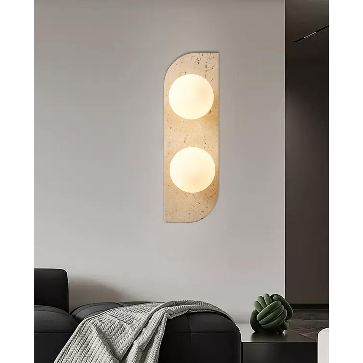 Apliqa Tirra 2'li Traverten Mermer Desenli Modern Salon Aplik