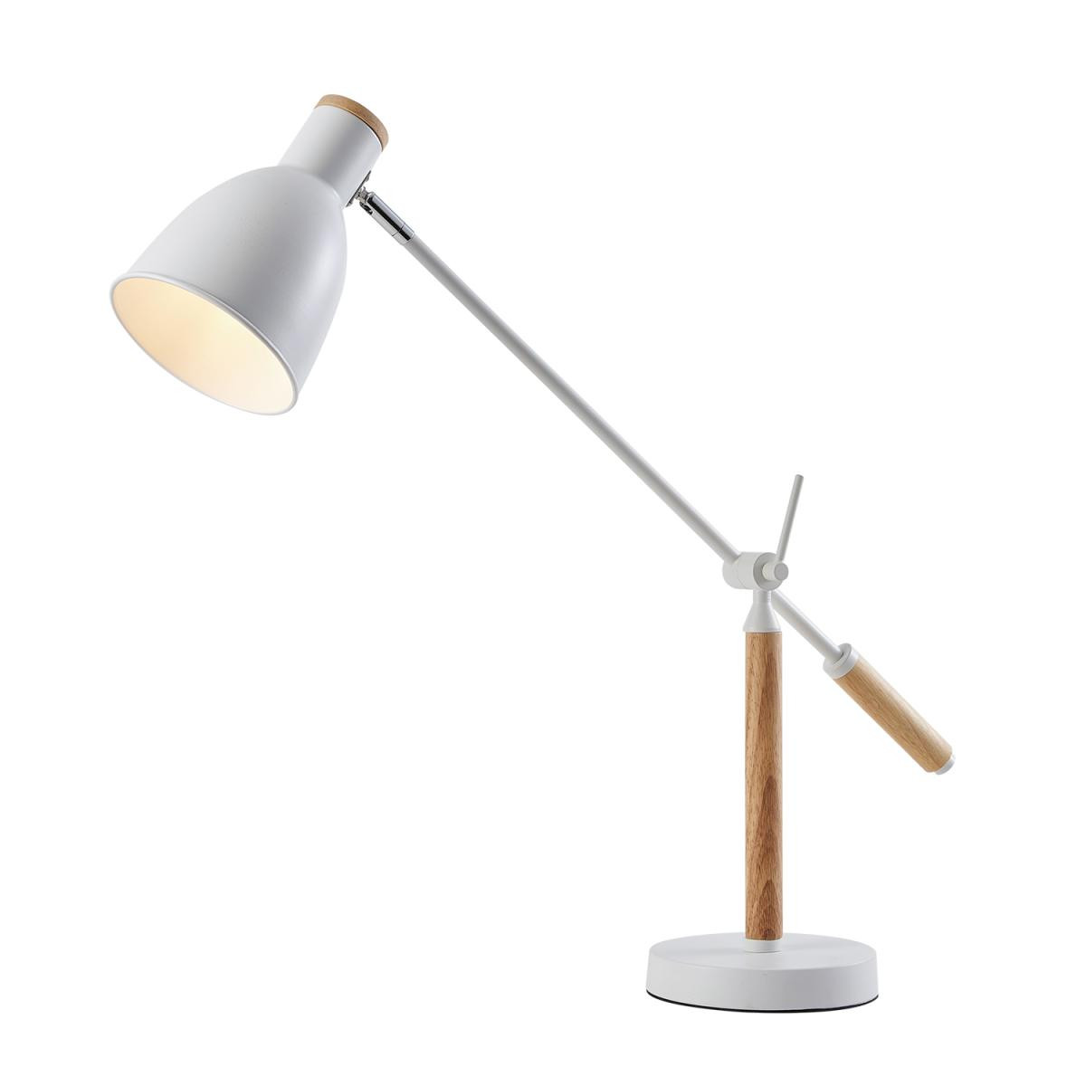 Apliqa Marmo Ahşap Detaylı Beyaz Ders Çalışma Masası Lambası