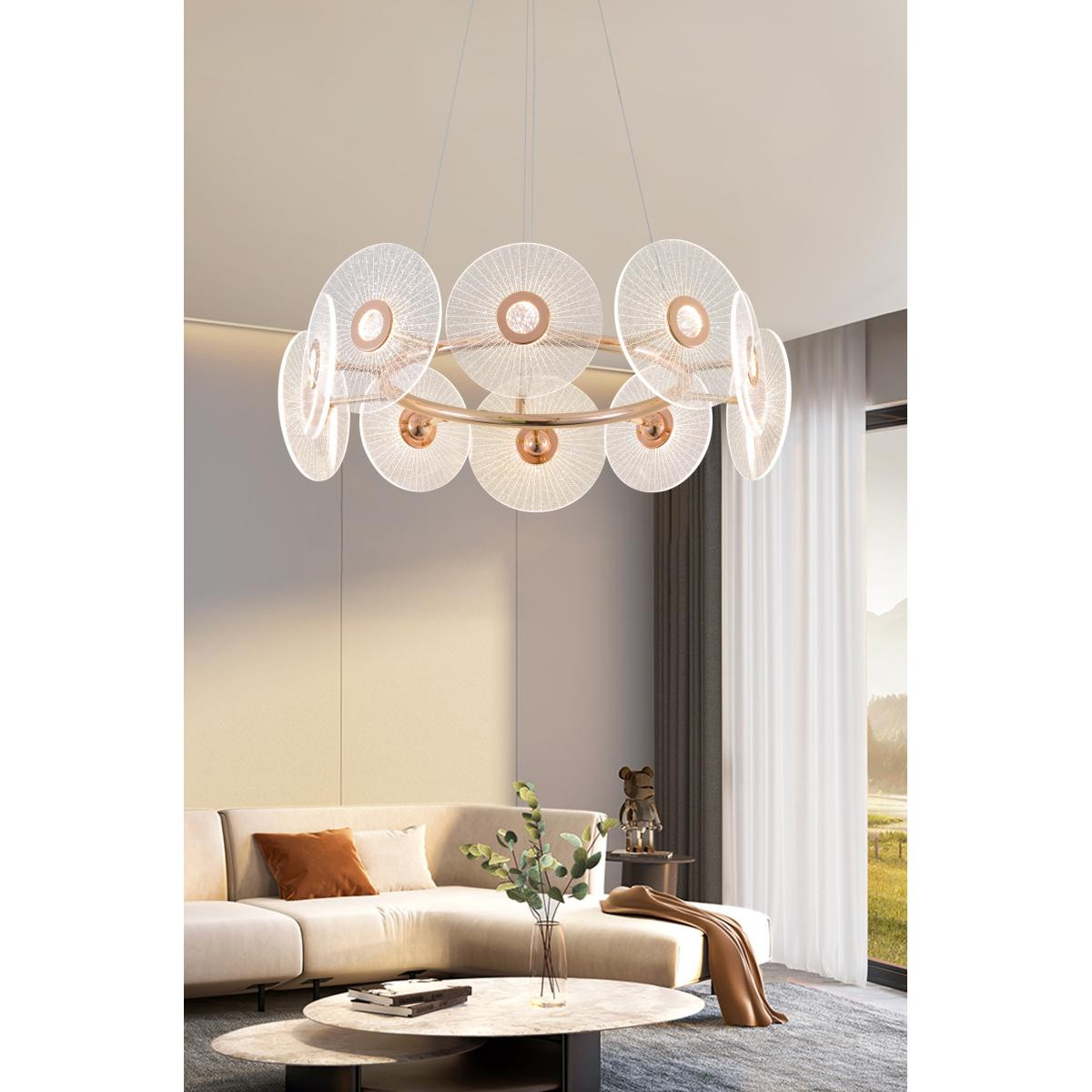 Apliqa Vetro 10'lu Yuvarlak Led Salon Avize