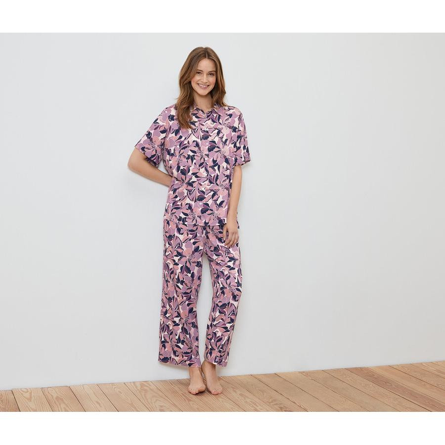 Tchibo Kadın Pijama Takımı, Dokuma, Tamamı Baskılı