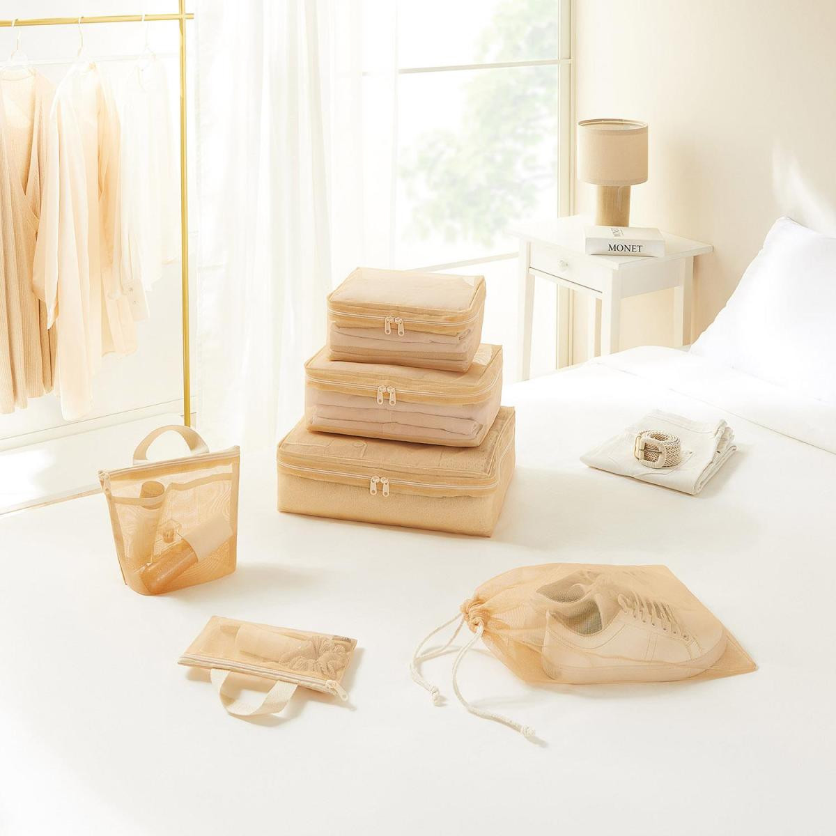 Ocean Home Textile 6'lı Bej Renk File Bavul İçi Düzenleyici Set