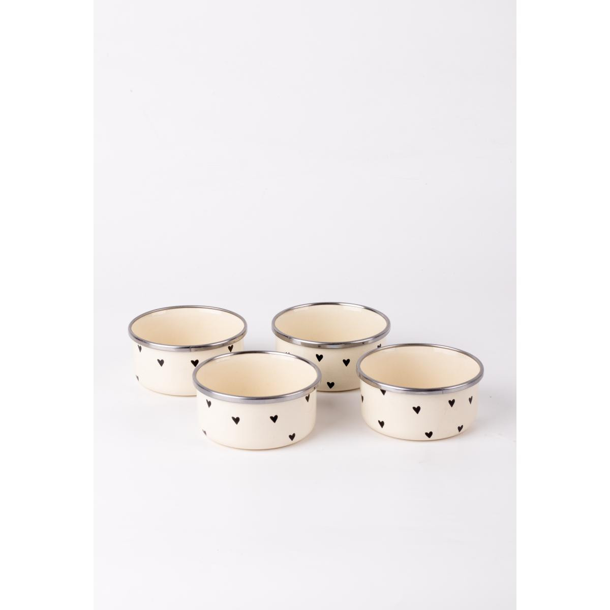 Emaylab Black Cupid Emaye 4’lü Kase Çerezlik, Kahvaltılık, Reçellik, Zeytinlik, Sunumluk Seti 8cm 200 Ml