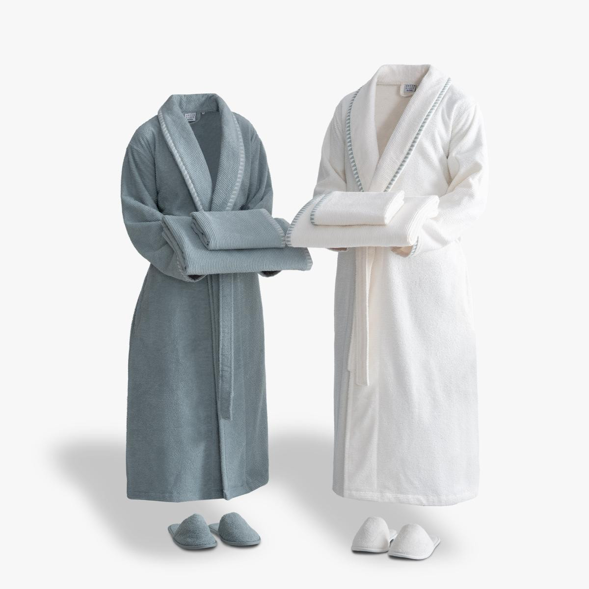 Green Black Tria Aile Bornoz Seti 10 Parça %100 Pamuk Jakarlı Mint-krem