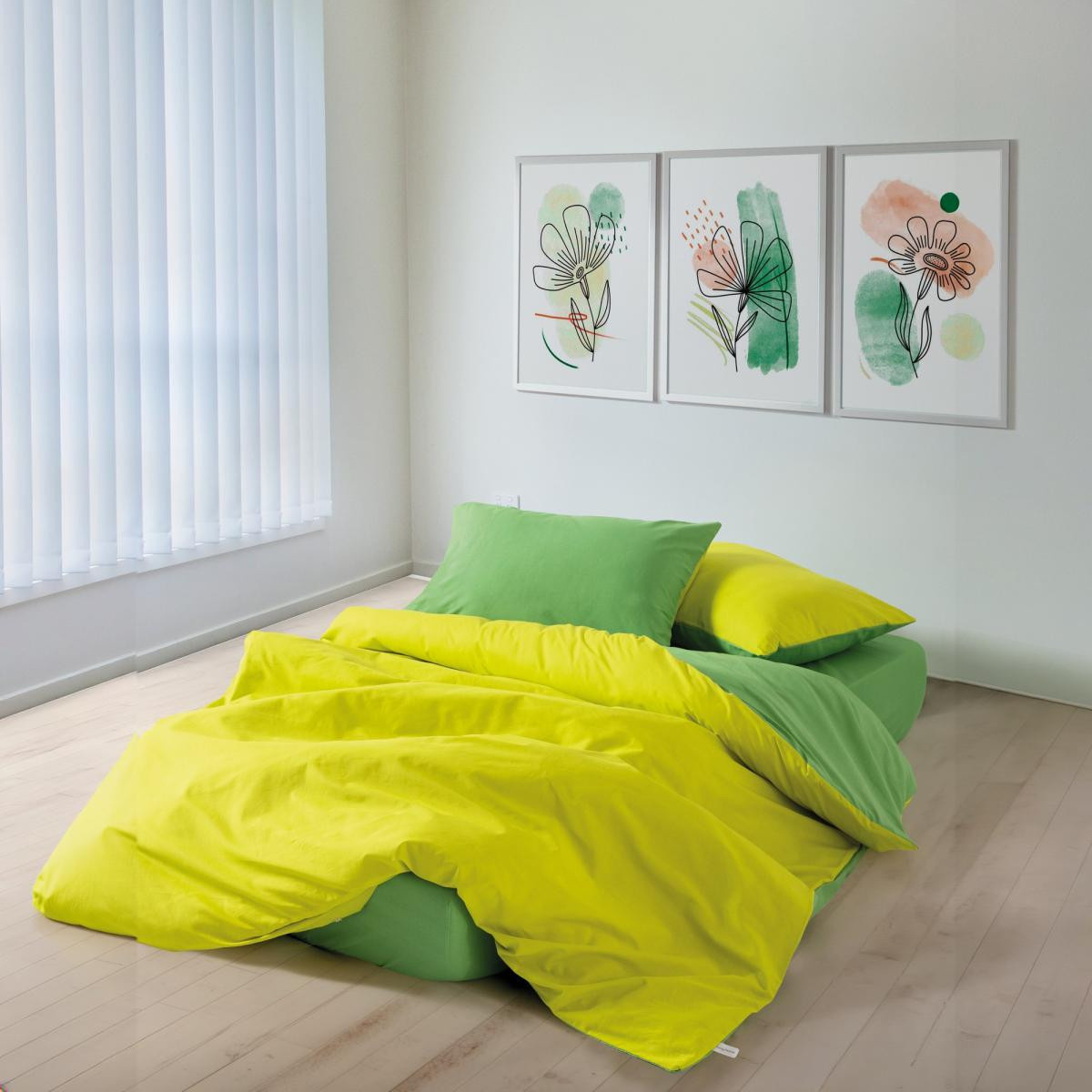 Cozy Home Popping Colors Tek Kişilik Lastikli Çarşaflı Nevresim Takımı Sage Sarı-Yeşil
