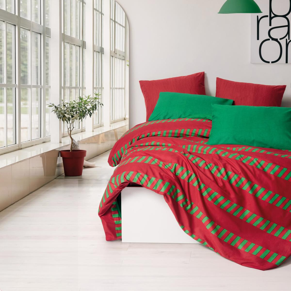 Cozy Home Festive Çift Kişilik Lastikli Çarşaflı Nevresim Takımı Holly Yeşil