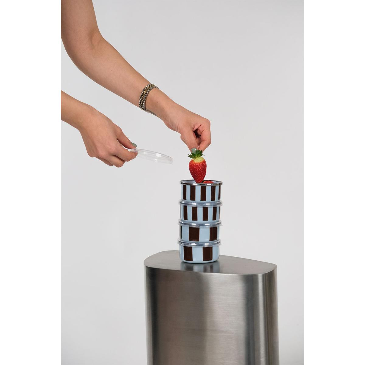 Emaylabxpeppythings Berry Emaye 4’lü Kapaklı Kase Çerezlik, Kahvaltılık, Reçellik, Zeytinlik, Sunumluk Seti 8cm 200 Ml