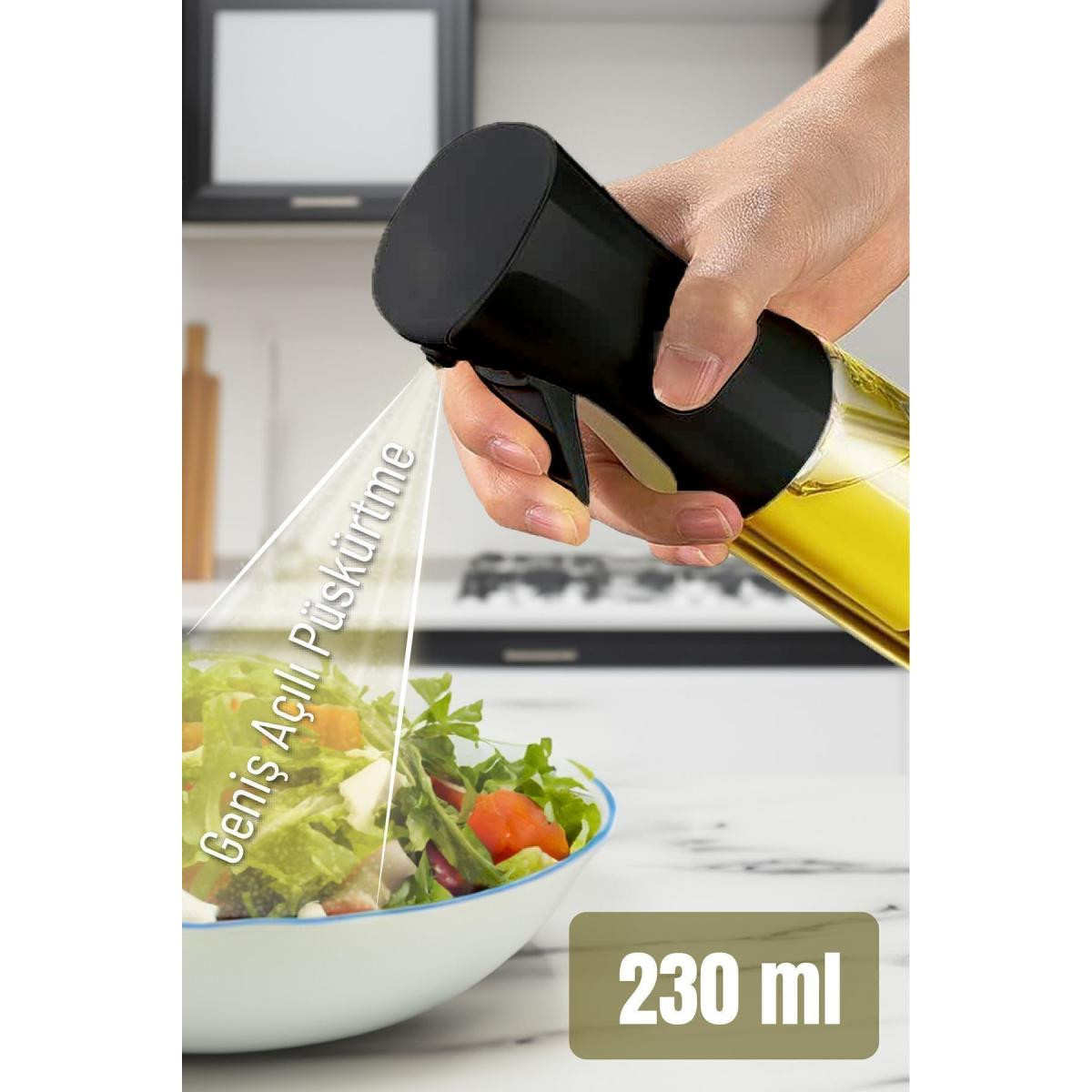 Vienev Püskürtmeli Sprey Yağdanlık Cam Şişe - Izgara Fritöz Salata Yağ Püskürtücü Siyah