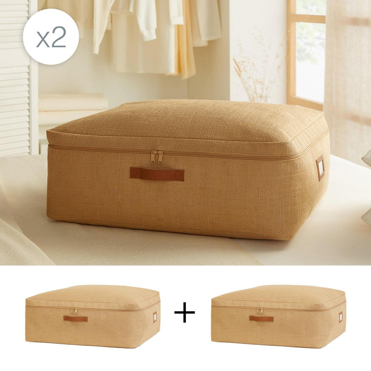 Ocean Home Textile 2'li Büyük Boy Jüt Baza Altı Hurç Set 62 X 46 X 22 Cm