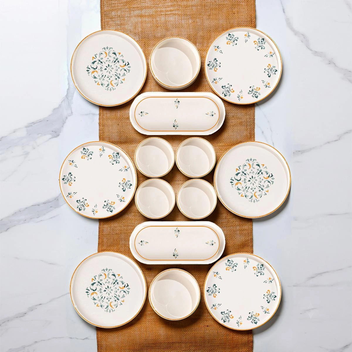 Vienev Klasik 14 Parça Stackable Kahvaltı Takımı Sunum Tabağı