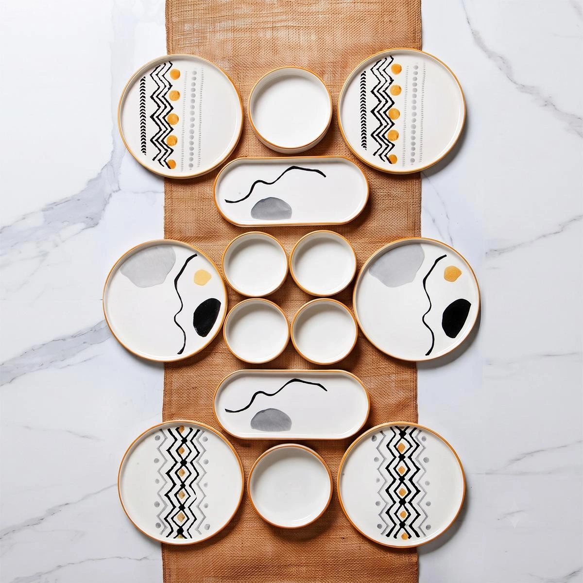 Vienev Axial 14 Parça Stackable Kahvaltı Takımı Sunum Tabağı