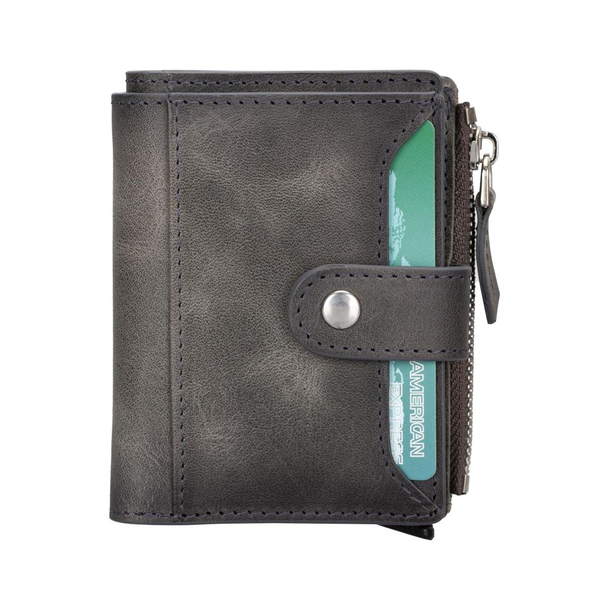 Bloominbag Siena Ash Gray Mekanizmalı Deri Cüzdan & Kartlık (rfid Korumalı)